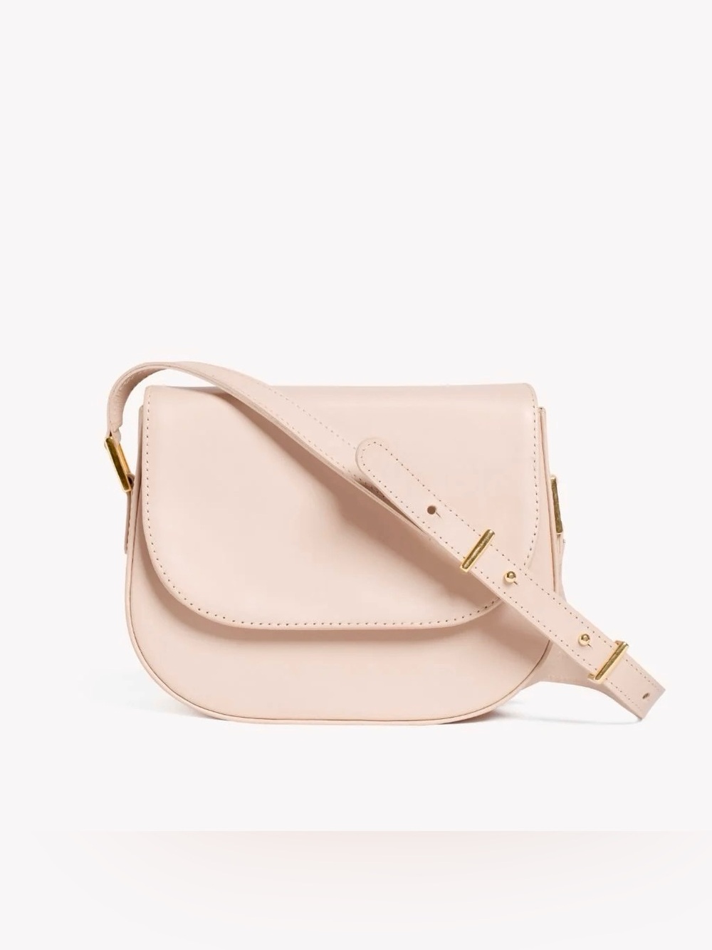 NEW 100% FULL GRAIN LEATHER Classic Cream Crossbody Saddle Bag